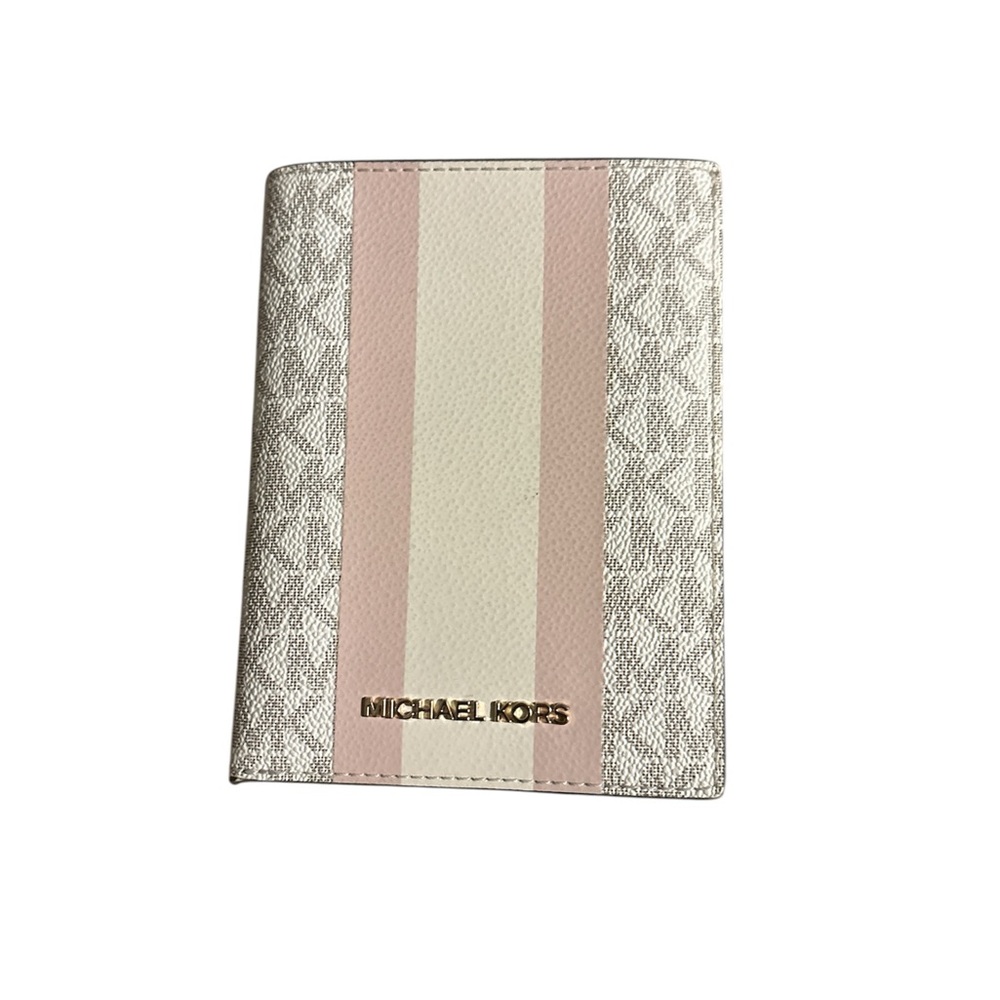 Michael Kors Pink and Cream Stripe Passport Cover
